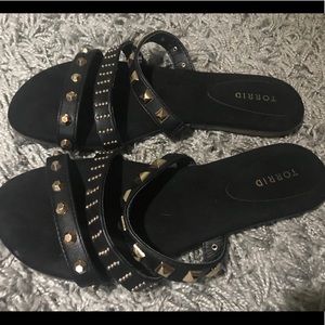 Torrid Black Studded Strappy Sandals